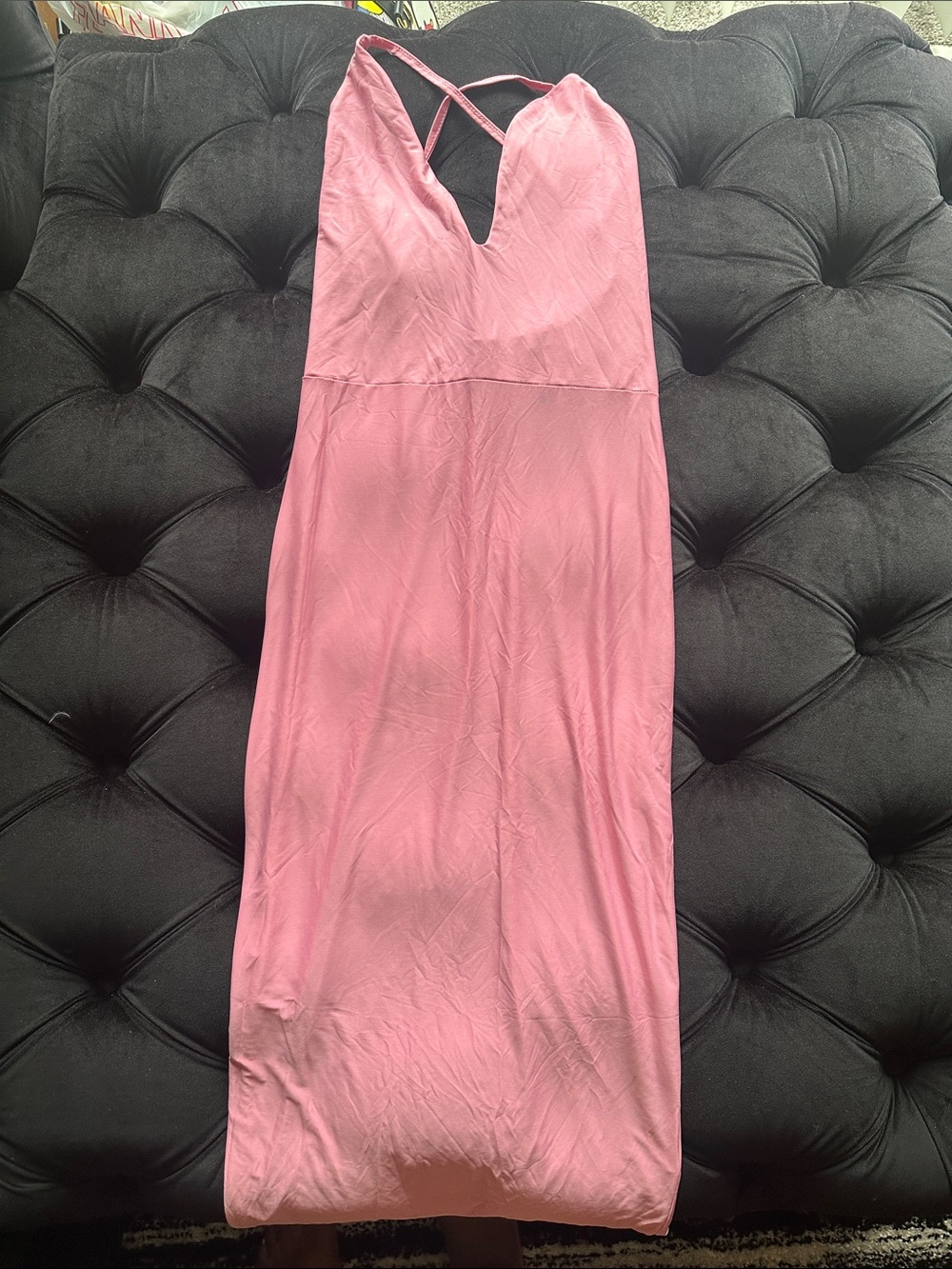 Boohoo Pink V-Neck Strappy Midi Dress